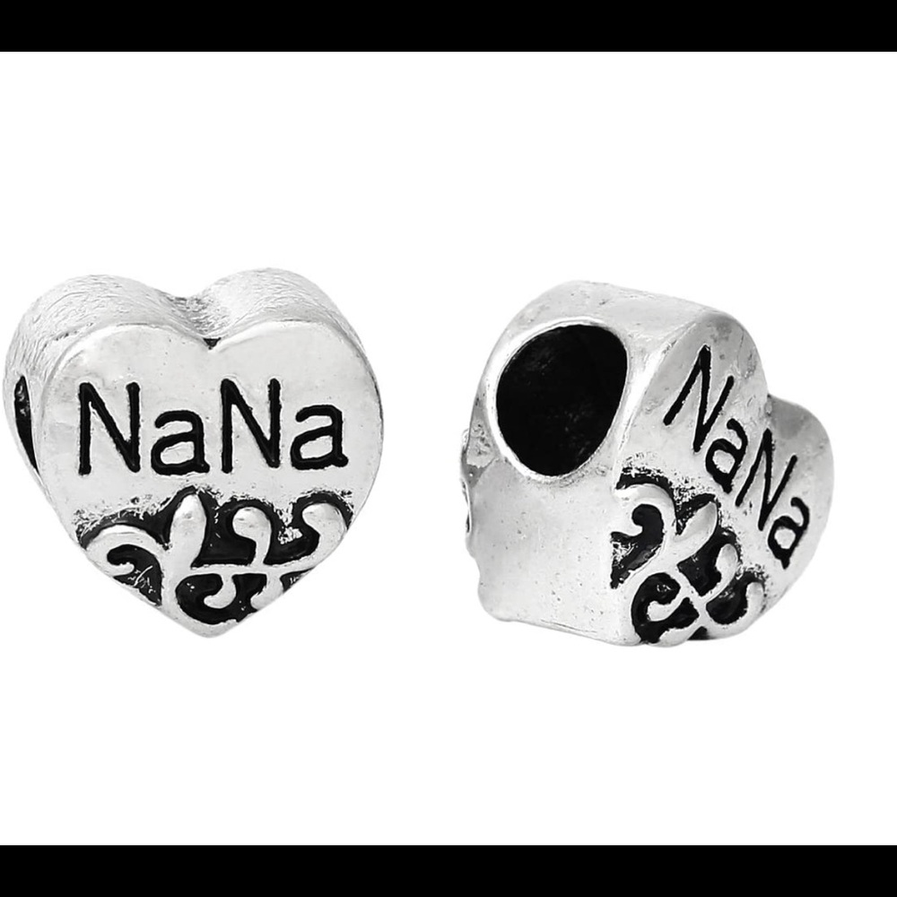 Nana European Style Charm Heart charm “NANA” (not a Pandora) (Bundle & Save)